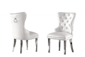 Gabriella in White Faux Leather with Chrome Legs