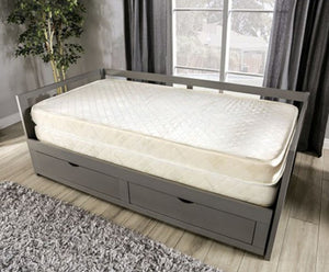 Nancy Double Twin Day Bed with Trundle and Drawers (Grey)