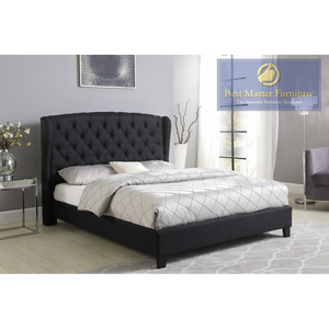 Scott Fabric Upholstered Bed (Black)