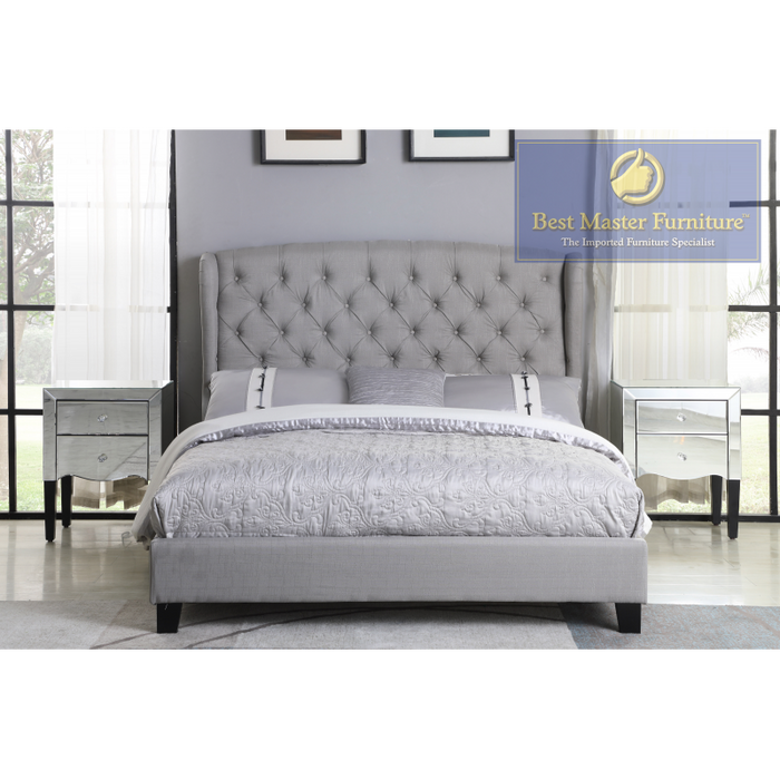 Scott Fabric Upholstered Bed (Grey)