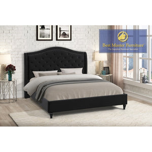 Nick Velvet Upholstered Bed (Black)