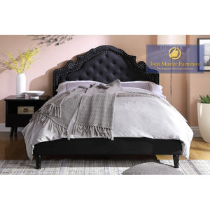 Rexion Fabric Upholstered Bed (Black)