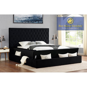 Victor Velvet Upholstered Storage Bed (Black)