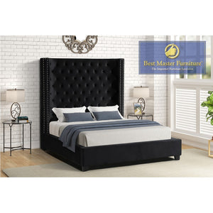 Ingrid Velvet Upholstered Bed (Black)